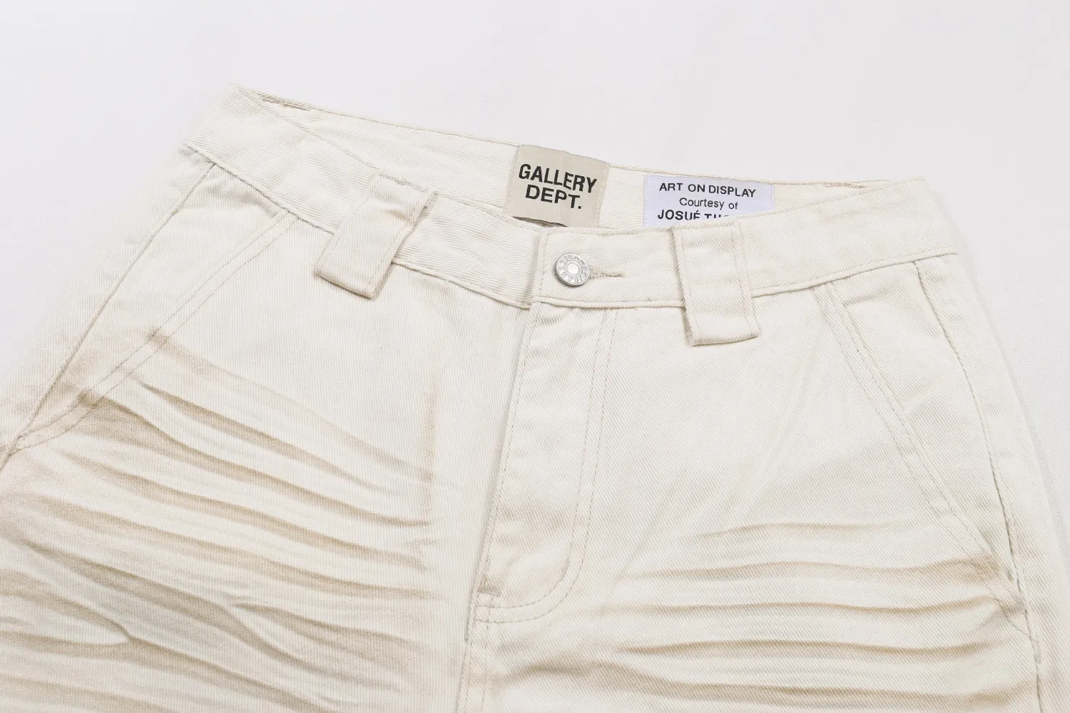 659#Gallery Dept New Dirty Style Mud Dyed Old Washed Off-White Spliced ​​Micro-Large Jeans Fashionable and Versatile Casual Pants Off-White S~XL P250